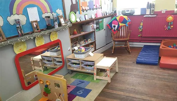 Low tables and role-play furniture in the classroom